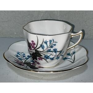 Vintage Crown Mark Fine Bone China Floral Tea Cup and Saucer Made in England‎